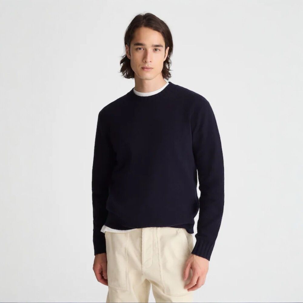 Madewell Sweater Mens Medium Navy Blue Heritage Merino Wool Crewneck NW445 NWT